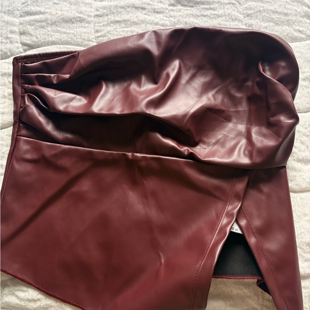 SHEIN Maroon Faux Leather Skirt